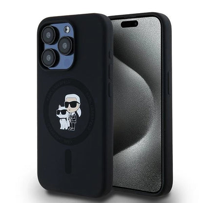 Karl Lagerfeld Silicone Karl&amp;Choupette MagSafe case for iPhone 15 Pro - black_0