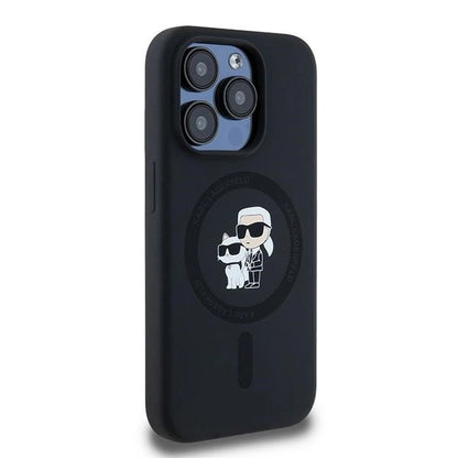 Karl Lagerfeld Silicone Karl&amp;Choupette MagSafe case for iPhone 15 Pro - black_3