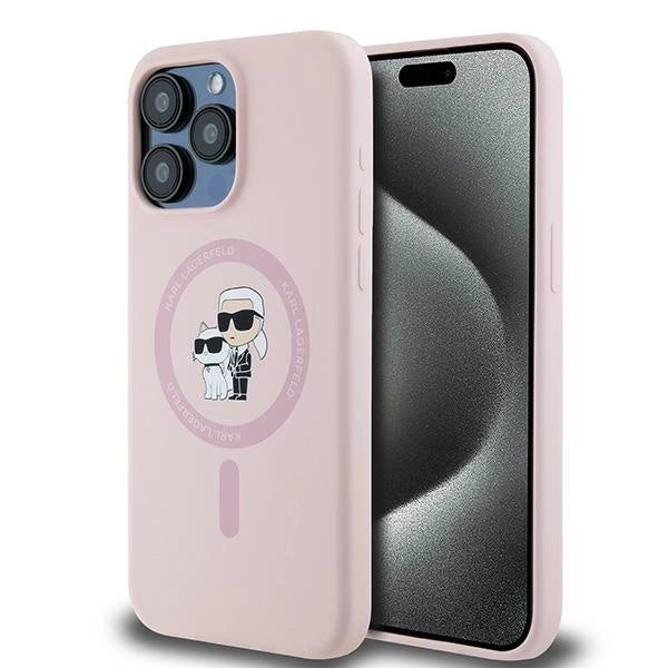 Karl Lagerfeld Silicone Karl&amp;Choupette MagSafe case for iPhone 15 Pro - pink_0