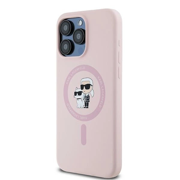 Karl Lagerfeld Silicone Karl&amp;Choupette MagSafe case for iPhone 15 Pro - pink_1