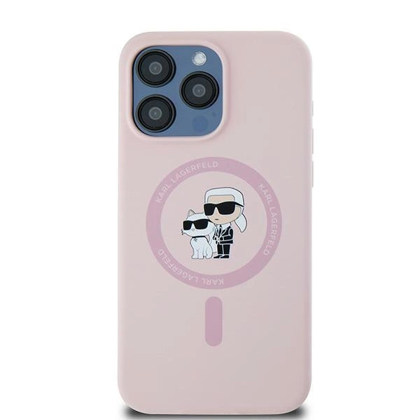 Karl Lagerfeld Silicone Karl&amp;Choupette MagSafe case for iPhone 15 Pro - pink_2