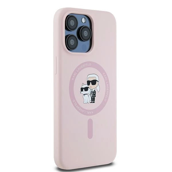 Karl Lagerfeld Silicone Karl&amp;Choupette MagSafe case for iPhone 15 Pro - pink_3
