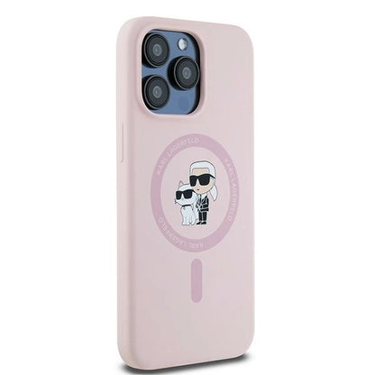 Karl Lagerfeld Silicone Karl&amp;Choupette MagSafe case for iPhone 15 Pro - pink_3