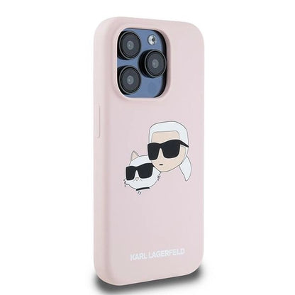 Karl Lagerfeld Silicone Karl&amp;Choupette MagSafe case for iPhone 15 Pro - pink_3