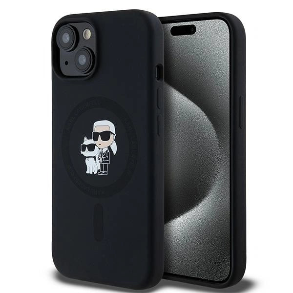 Karl Lagerfeld Silicone Karl&amp;Choupette MagSafe case for iPhone 15 Plus / 14 Plus - black_0