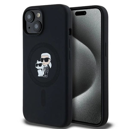 Karl Lagerfeld Silicone Karl&amp;Choupette MagSafe case for iPhone 15 Plus / 14 Plus - black_0