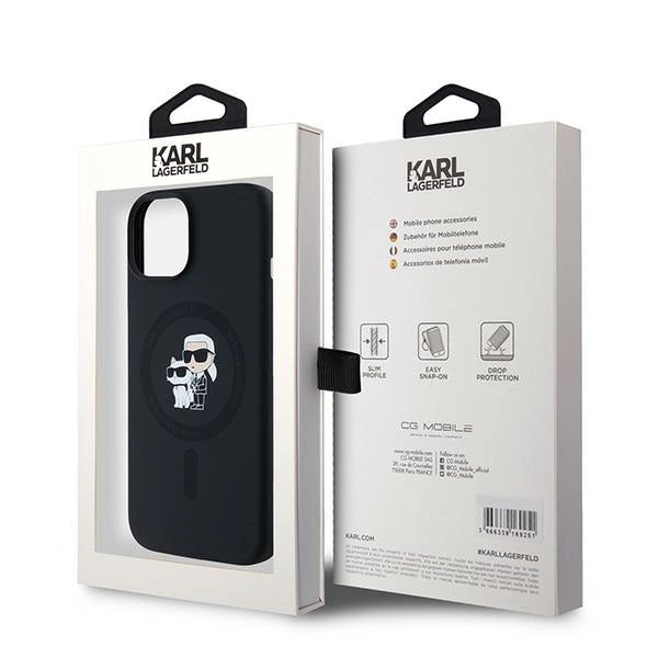 Karl Lagerfeld Silicone Karl&amp;Choupette MagSafe case for iPhone 15 Plus / 14 Plus - black_7