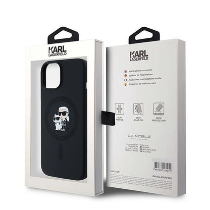 Karl Lagerfeld Silicone Karl&amp;Choupette MagSafe case for iPhone 15 Plus / 14 Plus - black_7