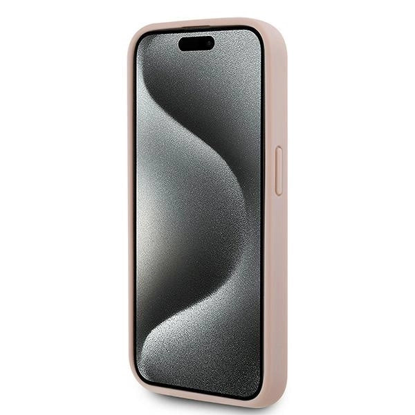 Karl Lagerfeld Leather Monogram Metal Logo case for iPhone 15 Pro Max - pink_4