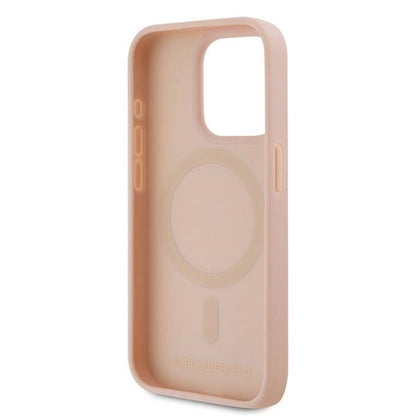 Karl Lagerfeld Leather Monogram Metal Logo case for iPhone 15 Pro Max - pink_6
