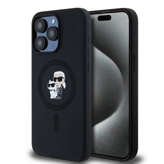 Karl Lagerfeld Silicone Karl&amp;Choupette Ring MagSafe case for iPhone 15 Pro Max - black_0
