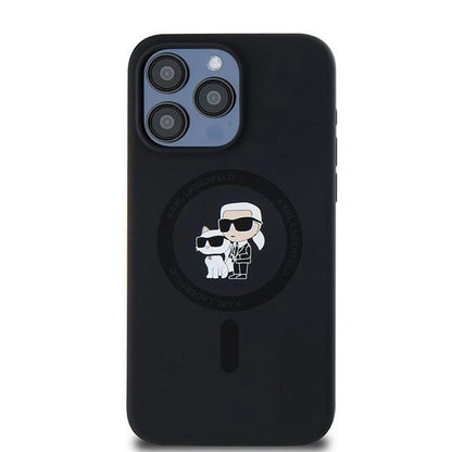 Karl Lagerfeld Silicone Karl&amp;Choupette Ring MagSafe case for iPhone 15 Pro Max - black_2