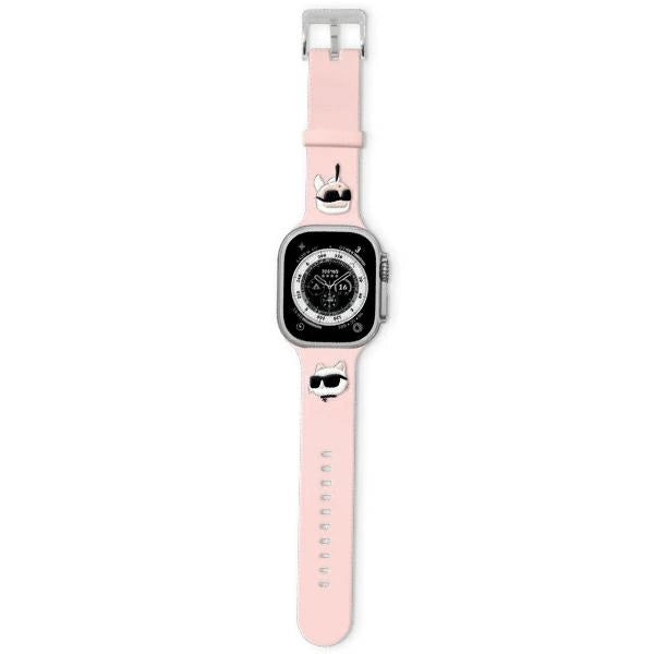 Karl Lagerfeld 3D Rubber Karl&amp;Choupette Heads strap for Apple Watch 42/44/45/49mm - pink_0