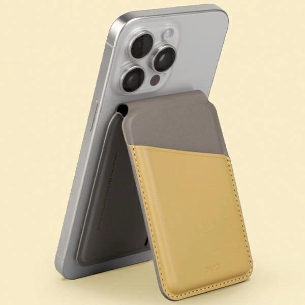 Uniq Lyden DS magnetic RFID wallet with phone stand - yellow-gray_2