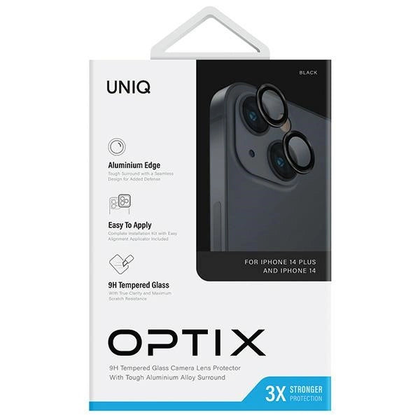 Uniq Optix Glass Aluminum Camera Lens Protector for iPhone 14 / 14 Plus Camera Lens with Applicator - Black_2