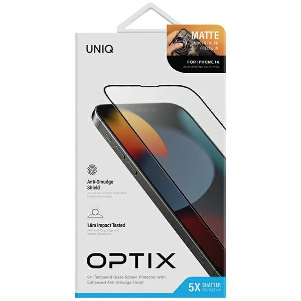 Uniq Optix Matte frosted tempered glass for iPhone 14 / 13 / 13 Pro with applicator_6
