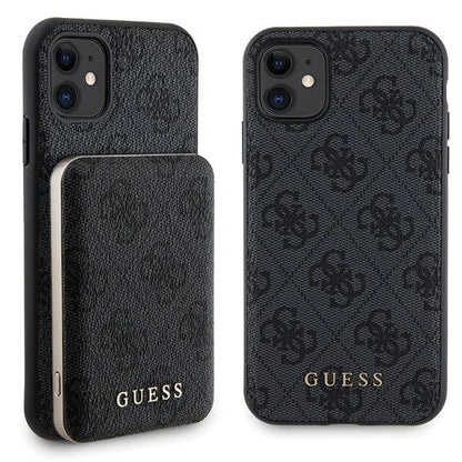 Guess 4G Metal Logo case set for iPhone 11 + 5000mAh MagSafe power bank - black_0