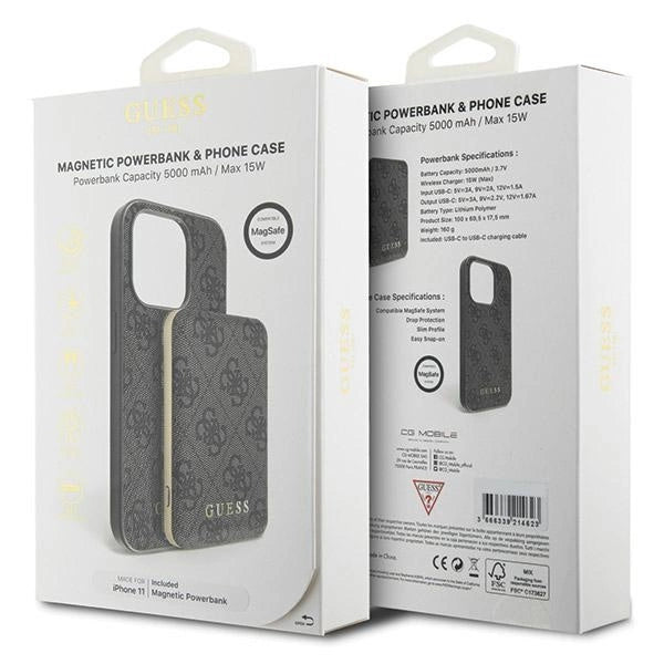 Guess 4G Metal Logo case set for iPhone 11 + 5000mAh MagSafe power bank - black_10