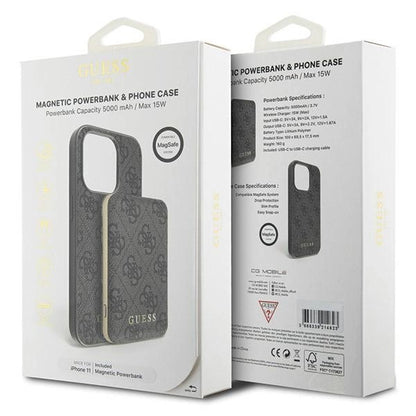 Guess 4G Metal Logo case set for iPhone 11 + 5000mAh MagSafe power bank - black_10