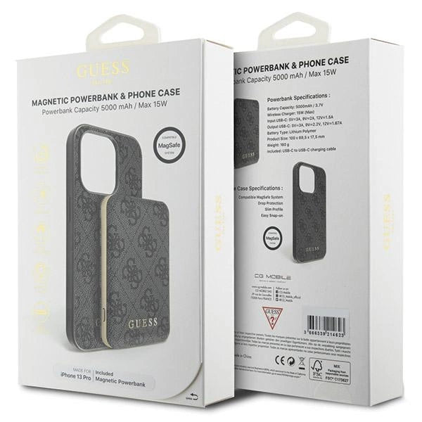 Guess 4G Metal Logo case set for iPhone 13 Pro + 5000mAh MagSafe power bank - black_10