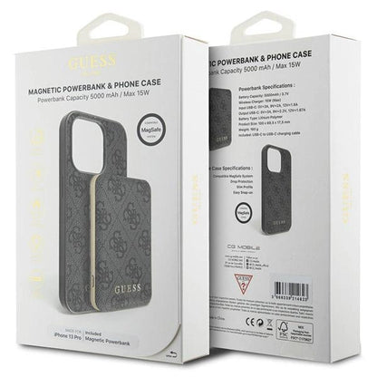 Guess 4G Metal Logo case set for iPhone 13 Pro + 5000mAh MagSafe power bank - black_10