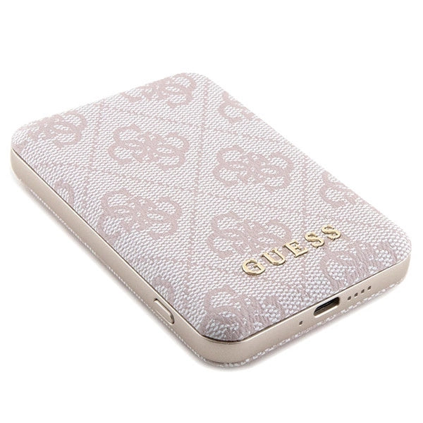Guess 4G Metal Logo case set for iPhone 14 Pro + 5000mAh MagSafe power bank - pink_9