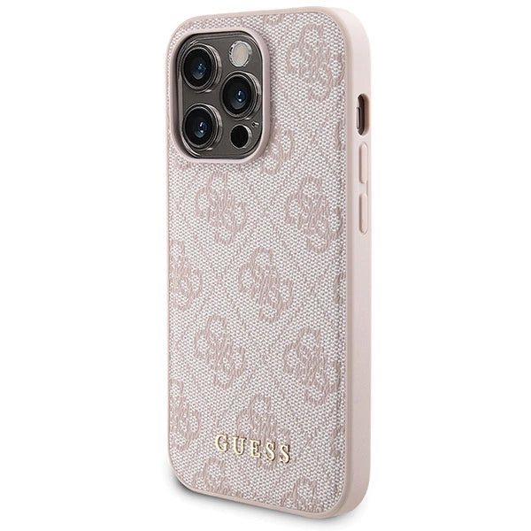 Guess 4G Metal Logo case set for iPhone 14 Pro + 5000mAh MagSafe power bank - pink_1