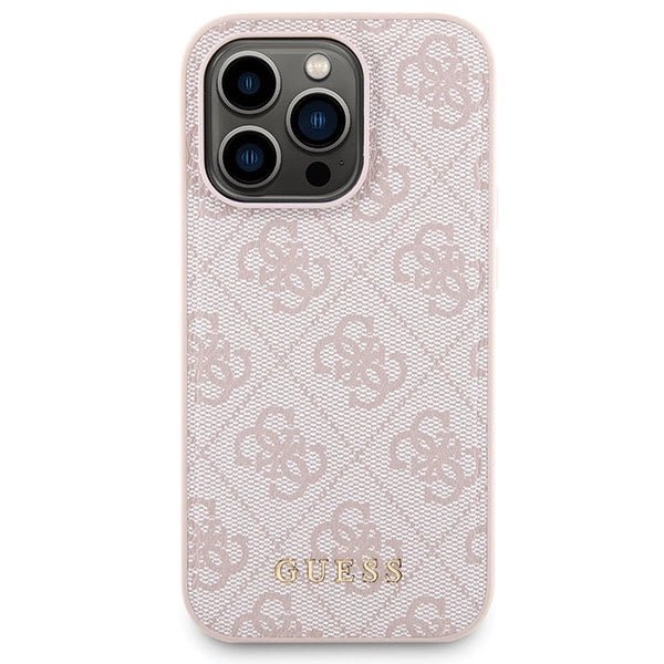 Guess 4G Metal Logo case set for iPhone 14 Pro + 5000mAh MagSafe power bank - pink_2