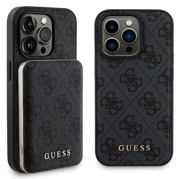 Guess 4G Metal Logo Case Set for iPhone 14 Pro Max + 5000mAh MagSafe Powerbank - Black_0
