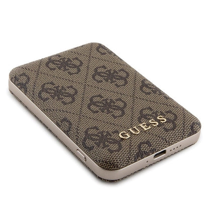 Guess 4G Metal Logo case set for iPhone 15 Pro + 5000mAh MagSafe power bank - brown_9