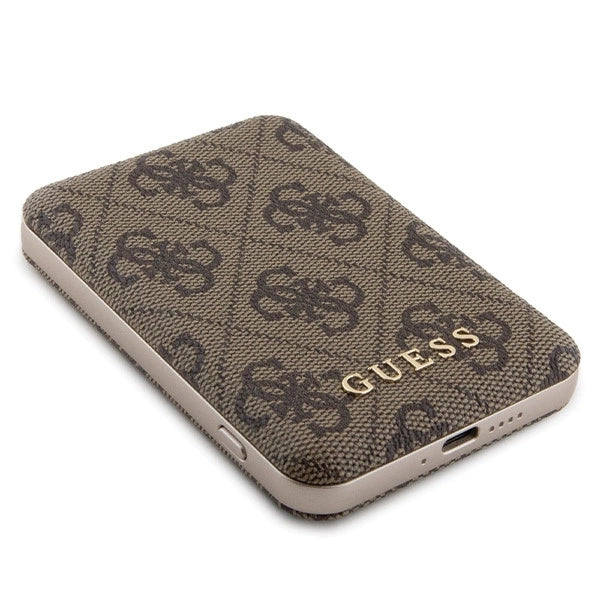 Guess 4G Metal Logo case set for iPhone 15 + 5000mAh MagSafe power bank - brown_9