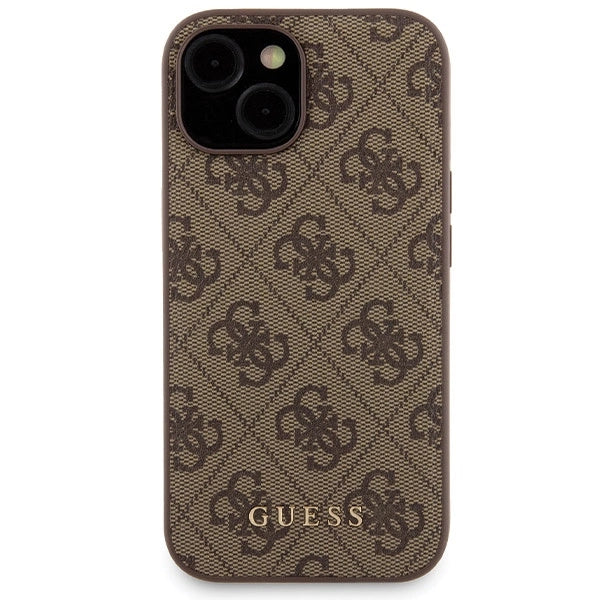 Guess 4G Metal Logo case set for iPhone 15 + 5000mAh MagSafe power bank - brown_2