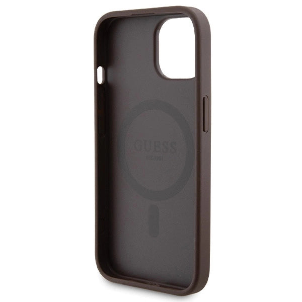 Guess 4G Metal Logo case set for iPhone 15 + 5000mAh MagSafe power bank - brown_6
