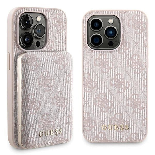 Guess 4G Metal Logo case set for iPhone 15 Pro Max + 5000mAh MagSafe power bank - pink_0