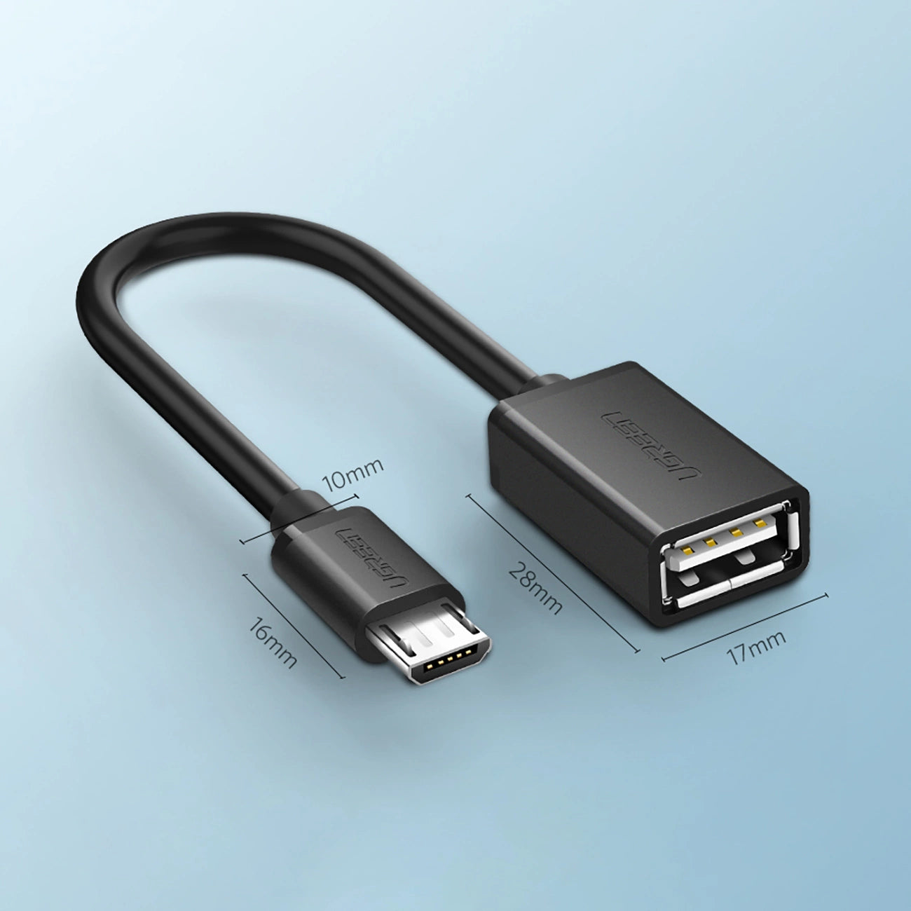 Ugreen US133 10396 micro USB (male) / USB-A (female) OTG cable flat 0.15m - black_9