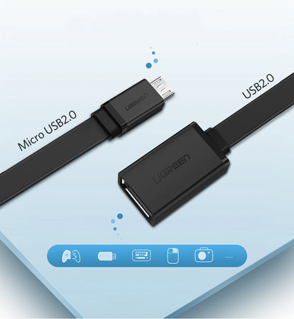 Ugreen US133 10396 micro USB (male) / USB-A (female) OTG cable flat 0.15m - black_2