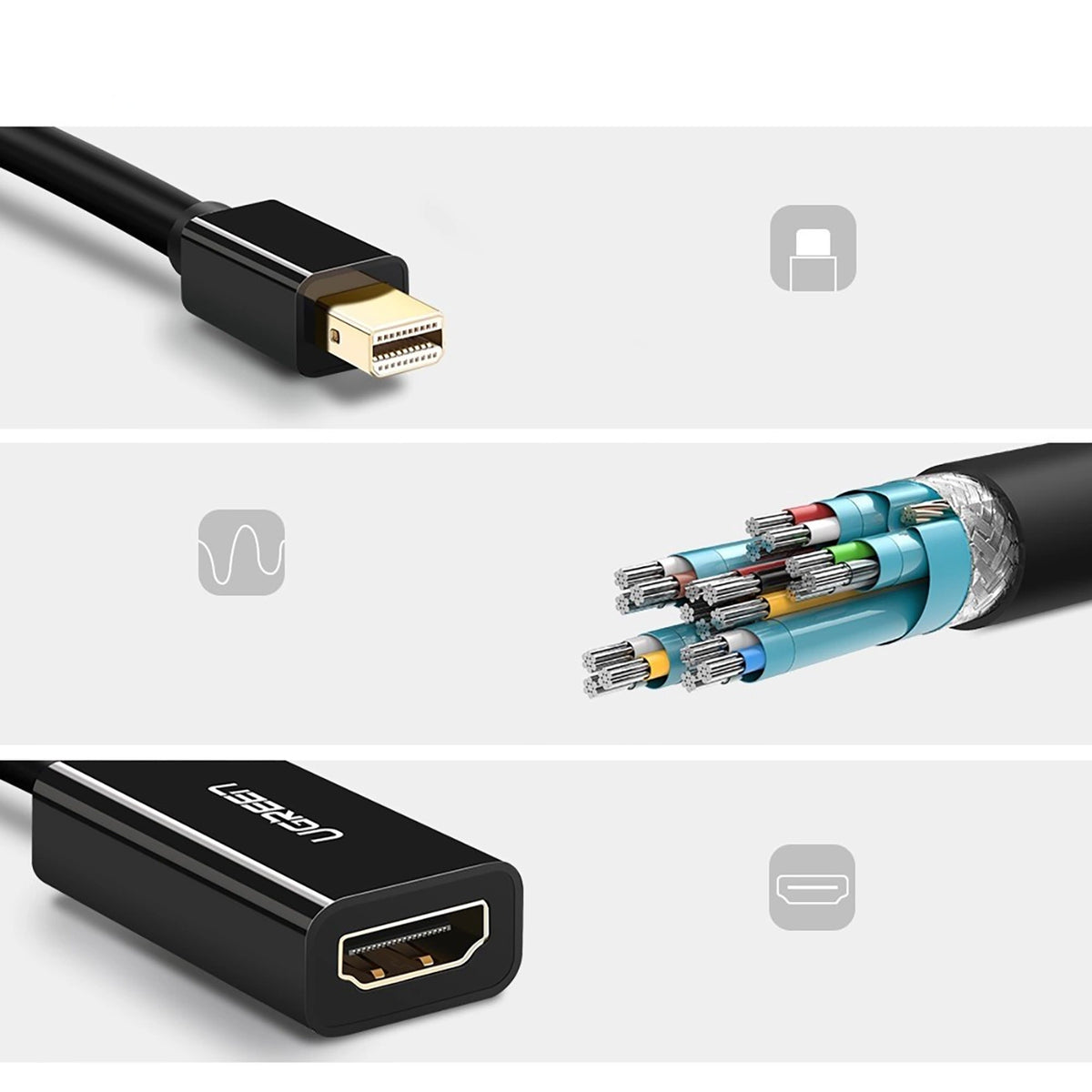 Ugreen MD112 10461 mini DisplayPort (male) / HDMI (female) FHD 1080p adapter - black_3