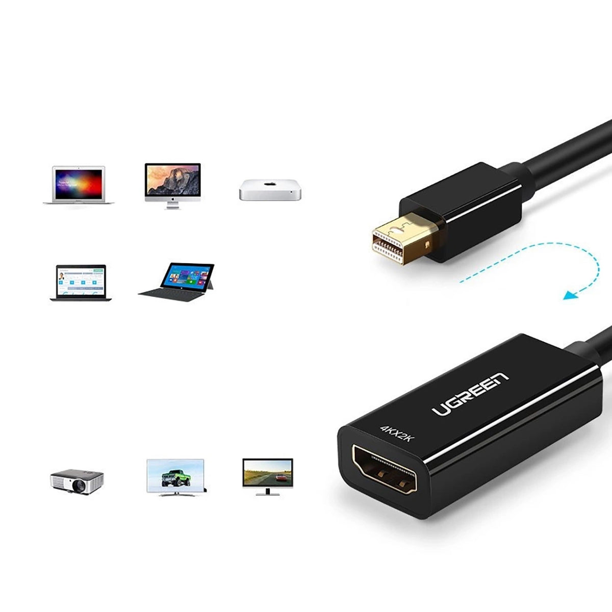 Ugreen MD112 10461 mini DisplayPort (male) / HDMI (female) FHD 1080p adapter - black_4