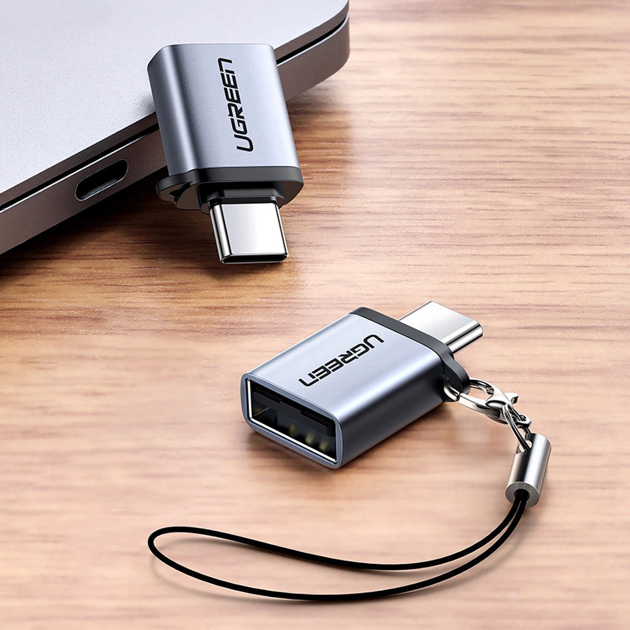 Ugreen US270 USB-C (Male) / USB-A 3.0 (Female) Adapter with Lanyard - Gray_3