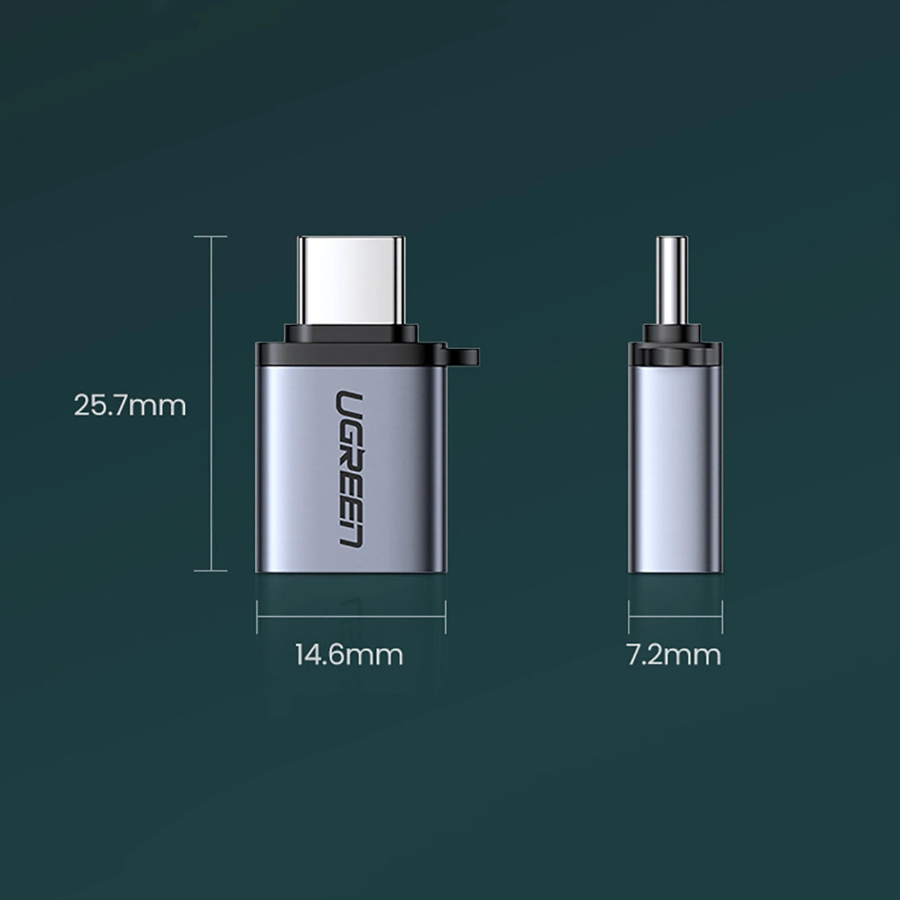 Ugreen US270 USB-C (Male) / USB-A 3.0 (Female) Adapter with Lanyard - Gray_7