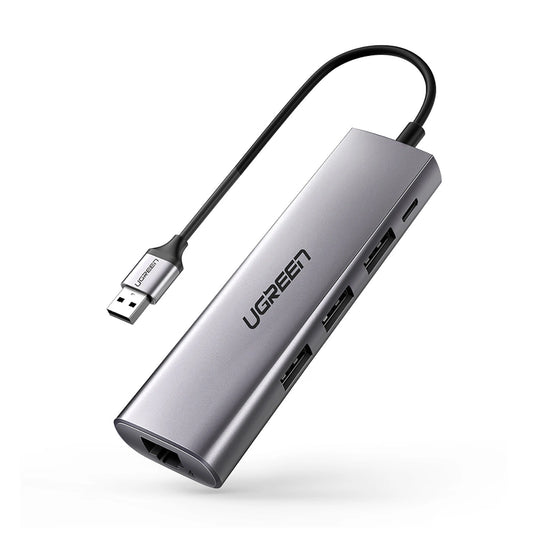Ugreen CM266 60812 5in1 USB-A 3.0 - RJ45 / 3x USB-A 3.0 / micro USB adapter - gray_0