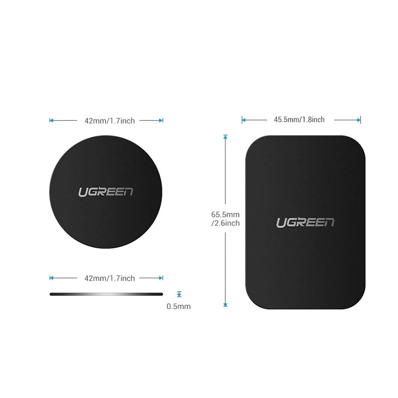 Ugreen LP123 60410 round/rectangular metal plates for magnetic phone holders - black (2 pcs)_1