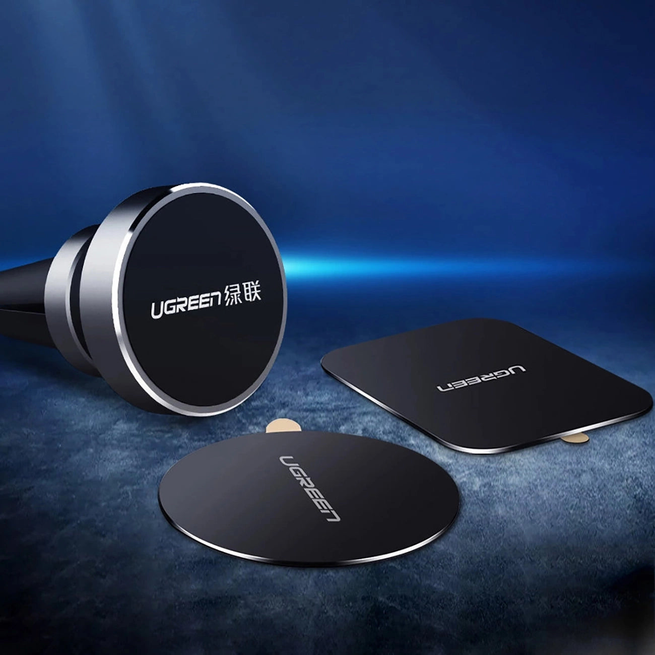 Ugreen LP123 60410 round/rectangular metal plates for magnetic phone holders - black (2 pcs)_6