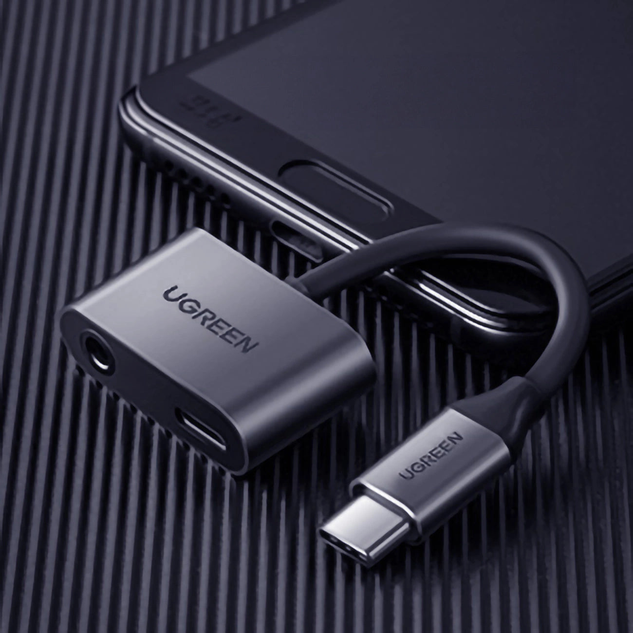 Ugreen CM193 50596 audio adapter two-port USB-C (male) - mini jack 3.5mm / USB-C (female) - gray_6
