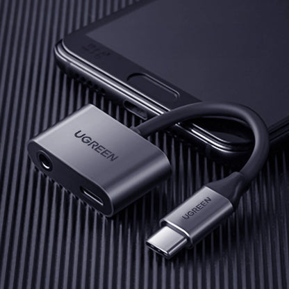 Ugreen CM193 50596 audio adapter two-port USB-C (male) - mini jack 3.5mm / USB-C (female) - gray_6