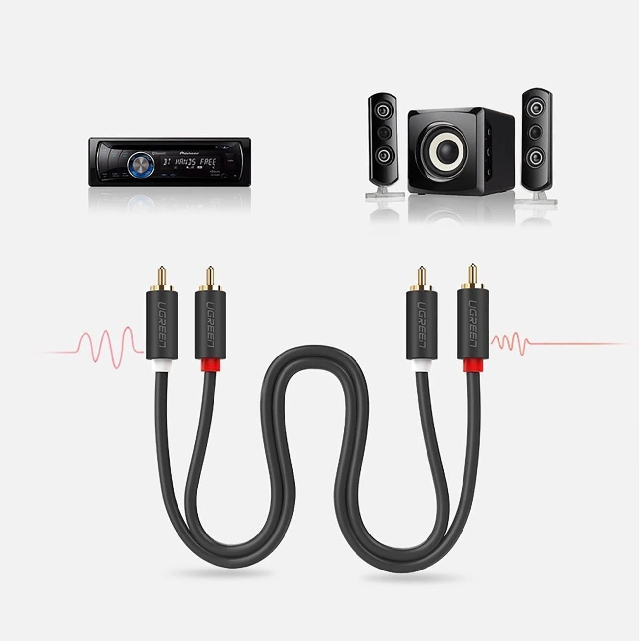 Ugreen AV104 10519 audio cable 2RCA (male) / 2RCA (male) 3m - gray_12