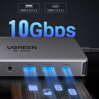 HUB Ugreen CM681 15978 13in1 USB-C - 2x USB-A 3.2 / 2x USB-A 3.0 / USB-C 3.2 / 2x HDMI / DisplayPort / RJ45 / SD and TF / AUX / USB-C PD_4