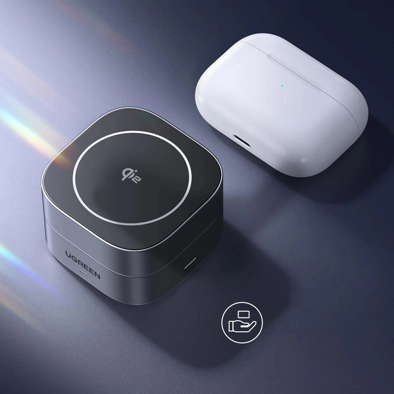 Ugreen W702 3in1 inductive charger with MagSafe / Qi2 and USB-C port for phone / headphones - black_11