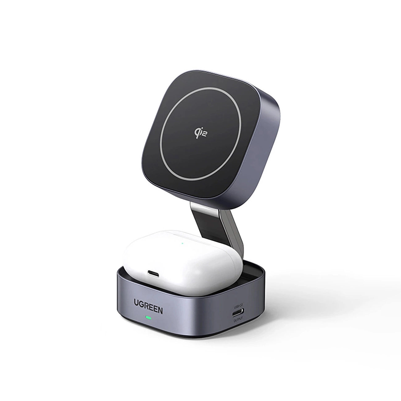 Ugreen W702 3in1 inductive charger with MagSafe / Qi2 and USB-C port for phone / headphones - black_0