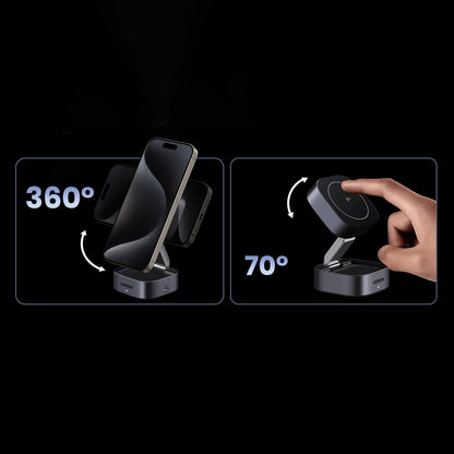 Ugreen W702 3in1 inductive charger with MagSafe / Qi2 and USB-C port for phone / headphones - black_6